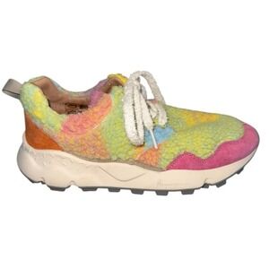 Flower Mountain Free People Pampas Teddy Eco Shearling Rainbow‎ Sneakers 6.5